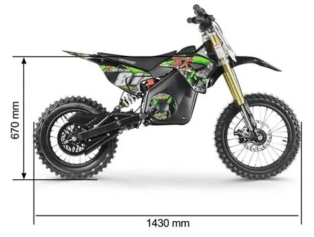 Moto cross criança elétrica 1300W 14-12 Laranja