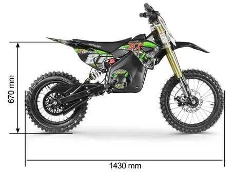 Moto cross criança elétrica 1300W 14-12 Verde 