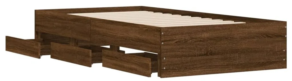 Estrutura cama c/ gavetas derivados madeira carvalho castanho