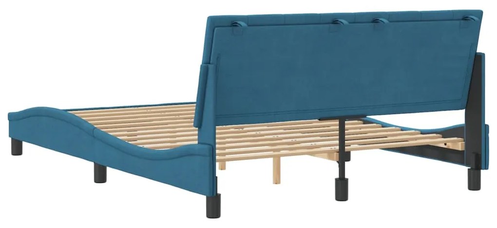 Estrutura de cama com cabeceira 140x190 cm veludo azul