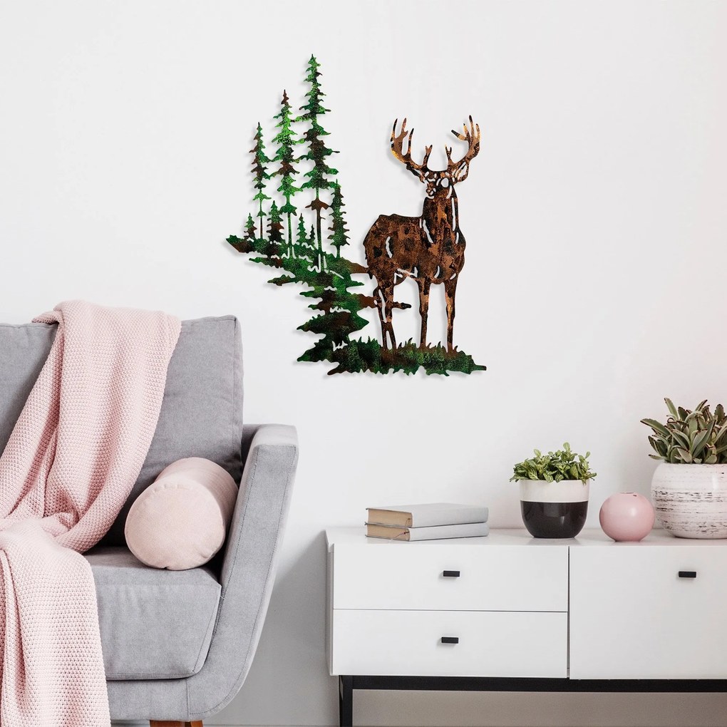 Acessório Decorativo de Parede em Metal Deer – Multicolor – 65 x 79 cm