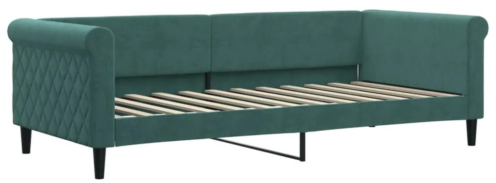 Sofá-cama com colchão 90x200 cm veludo verde-escuro