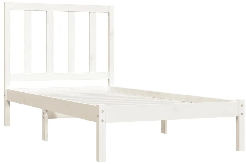 Estrutura de cama pequena solteiro 75x190cm pinho maciço branco