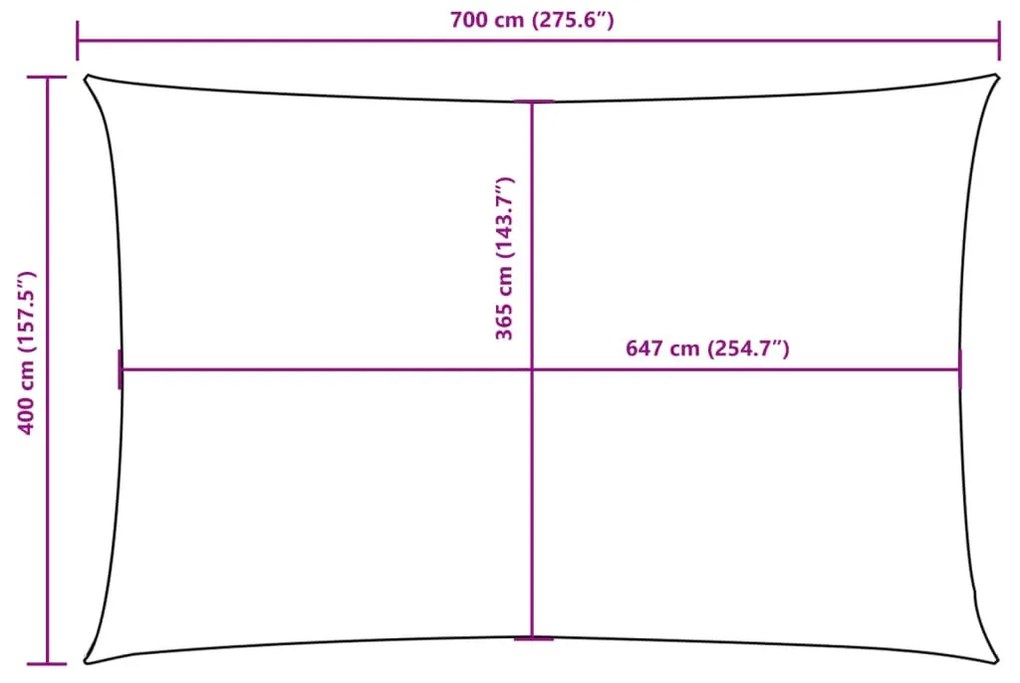 Para-sol estilo vela tecido oxford retangular 4x7 m preto