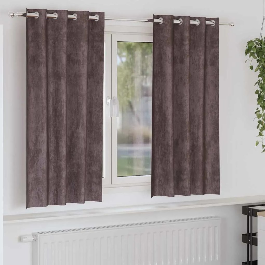 vidaXL Cortinas de Veludo 2 pcs com Ilhós Castanho 175x140 cm