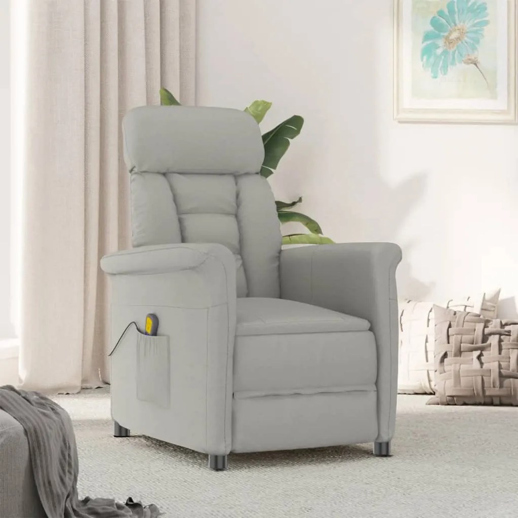 vidaXL Poltrona massagens reclinável camurça artificial cinzento-claro
