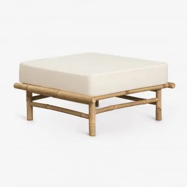 Puff De Jardim Em Bambu Isendra Tecido Branco - Sklum