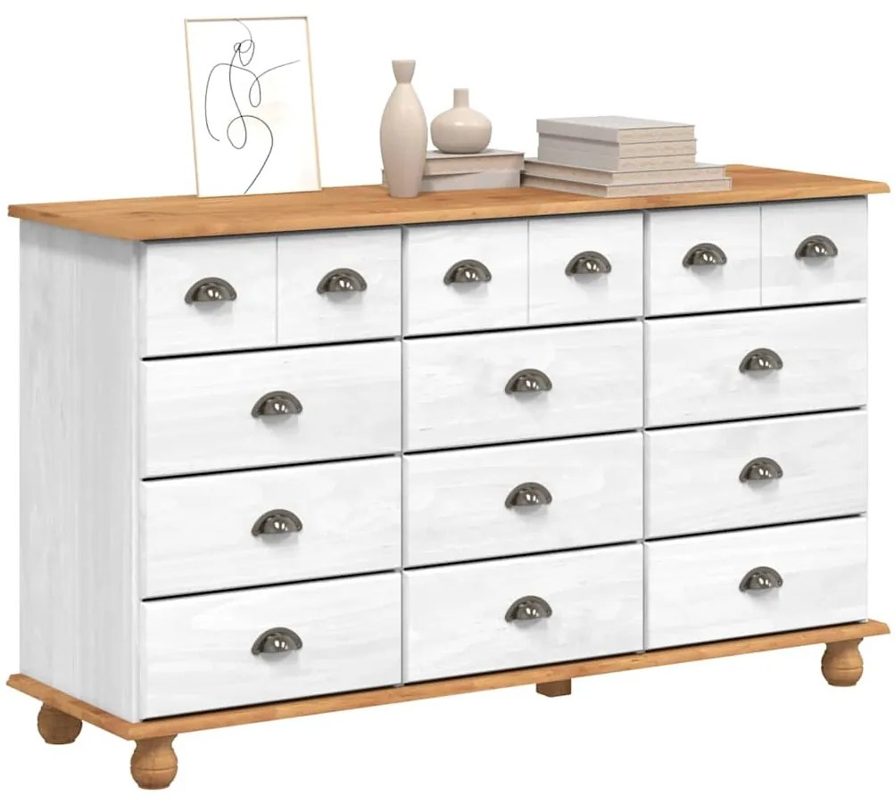 Cômoda "ASKIM" Branca 79x40x133.5 cm Madeira Maciça de Pinho