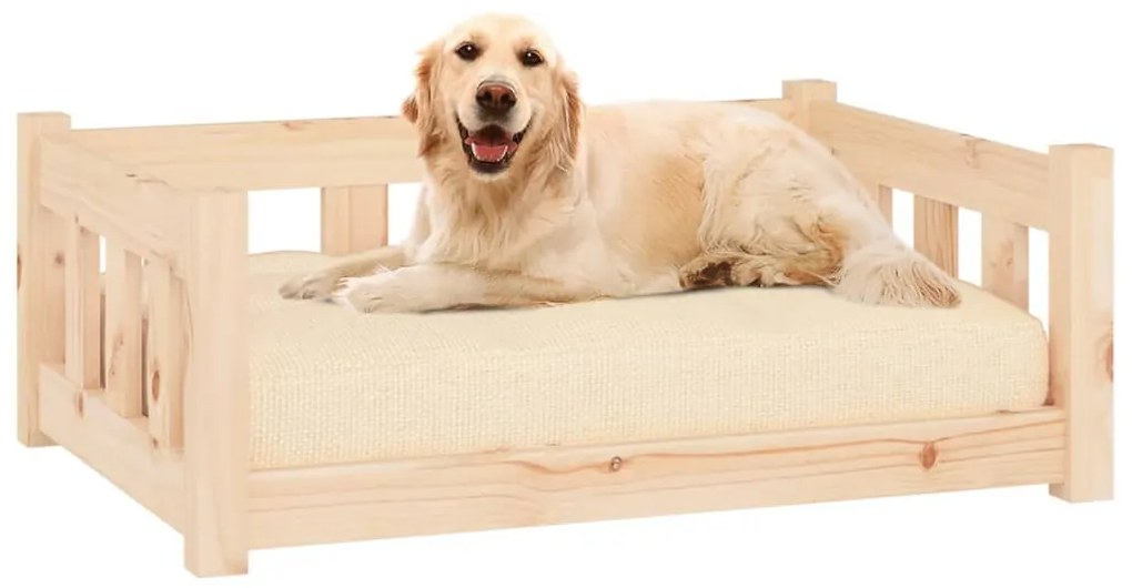Cama para cães 75,5x55,5x28 cm madeira de pinho maciça