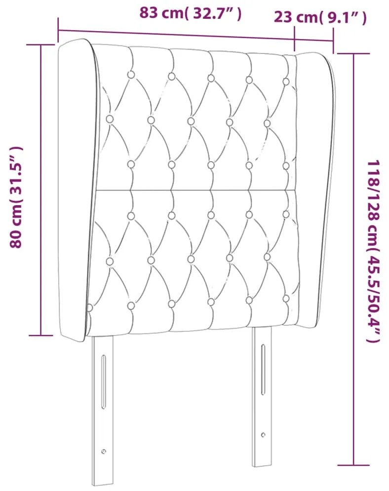 Cabeceira de cama c/ abas tecido 83x23x118/128 cm preto