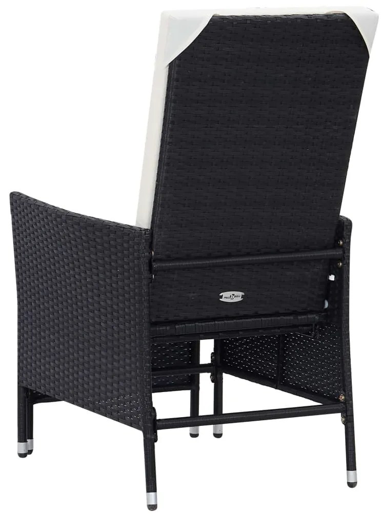 2 pcs conjunto lounge de jardim c/ almofadões vime PE preto