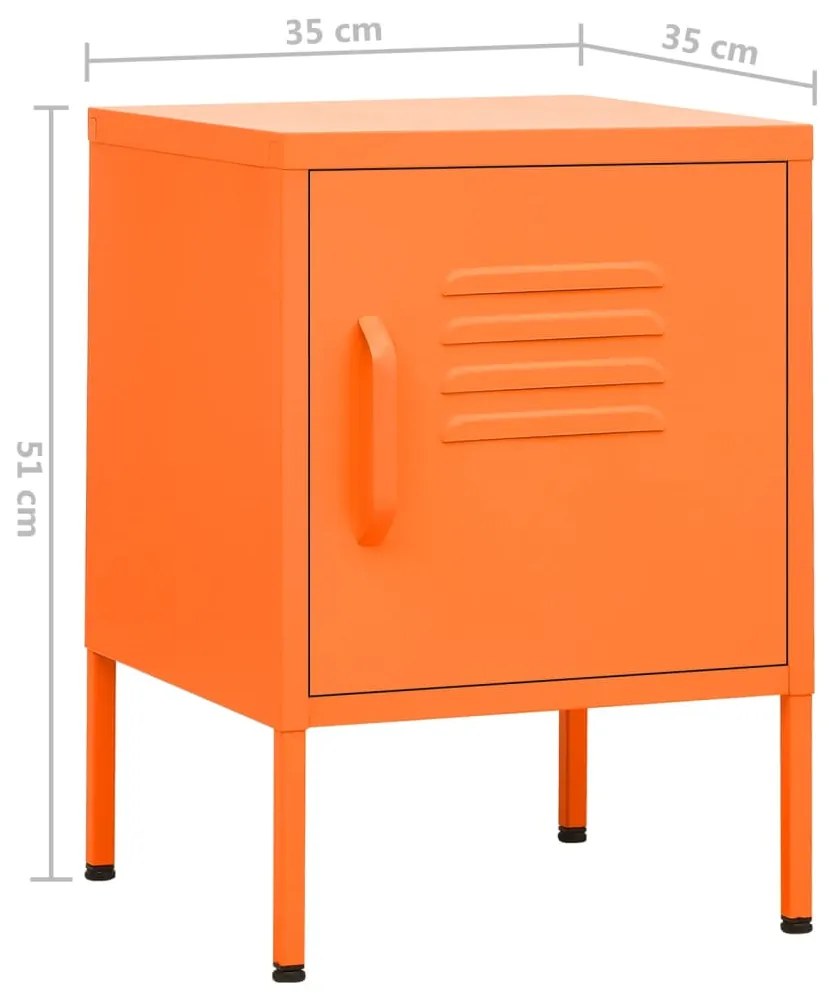 Mesa de cabeceira 35x35x51 cm aço laranja