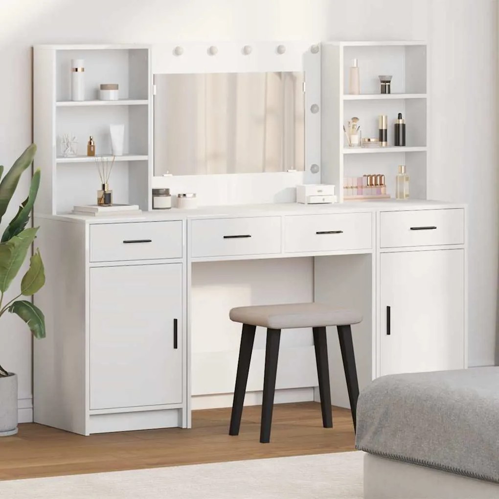 vidaXL Conjunto de Mesa de Vestir 3 pcs Branco 78.5 x 41 x 135 cm