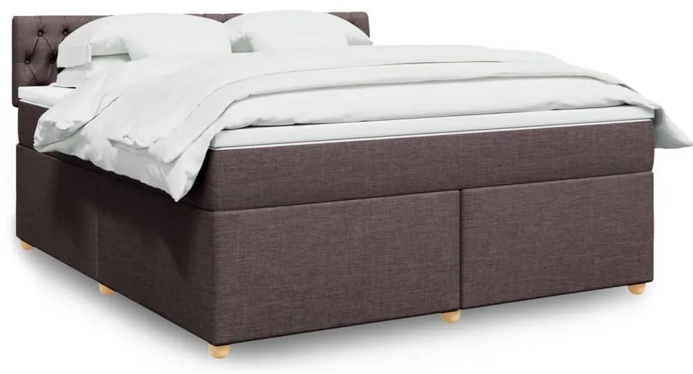 vidaXL Cama com molas/colchão 180x200 cm tecido castanho-escuro
