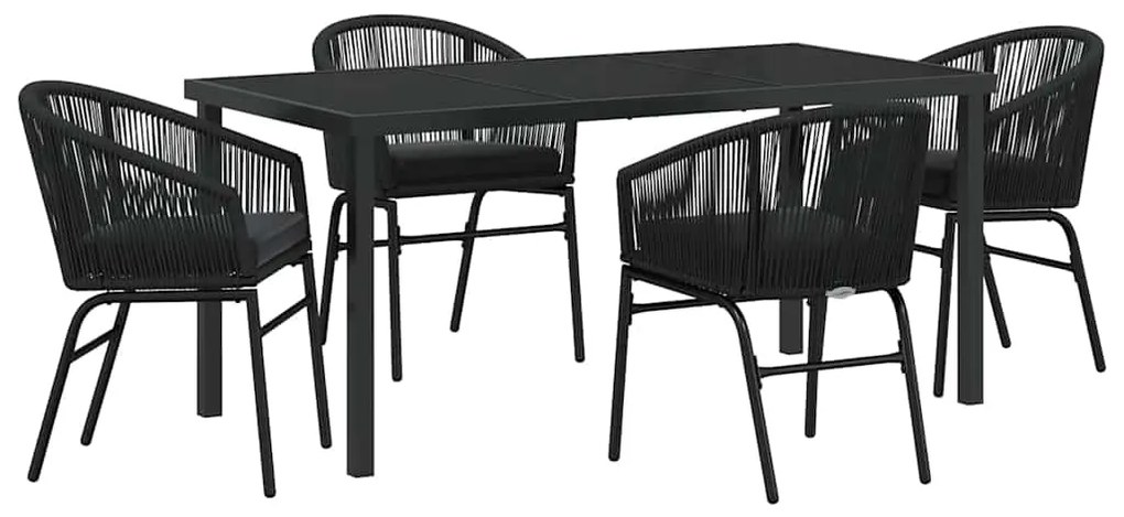Conjunto de Jantar de Jardim de 5 Peças - Móveis de Rattan Preto