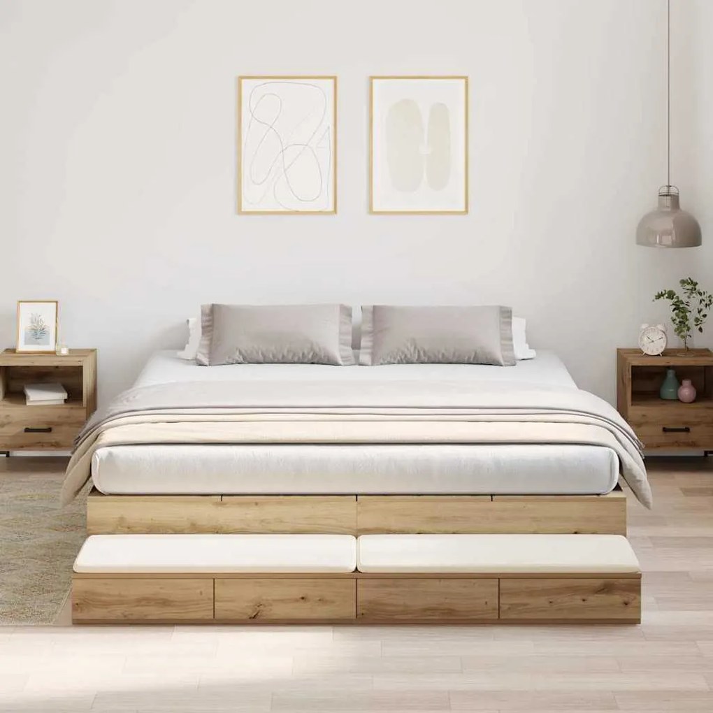 vidaXL Estrado de cama com arrumação Carvalho Artesanal 180 cm