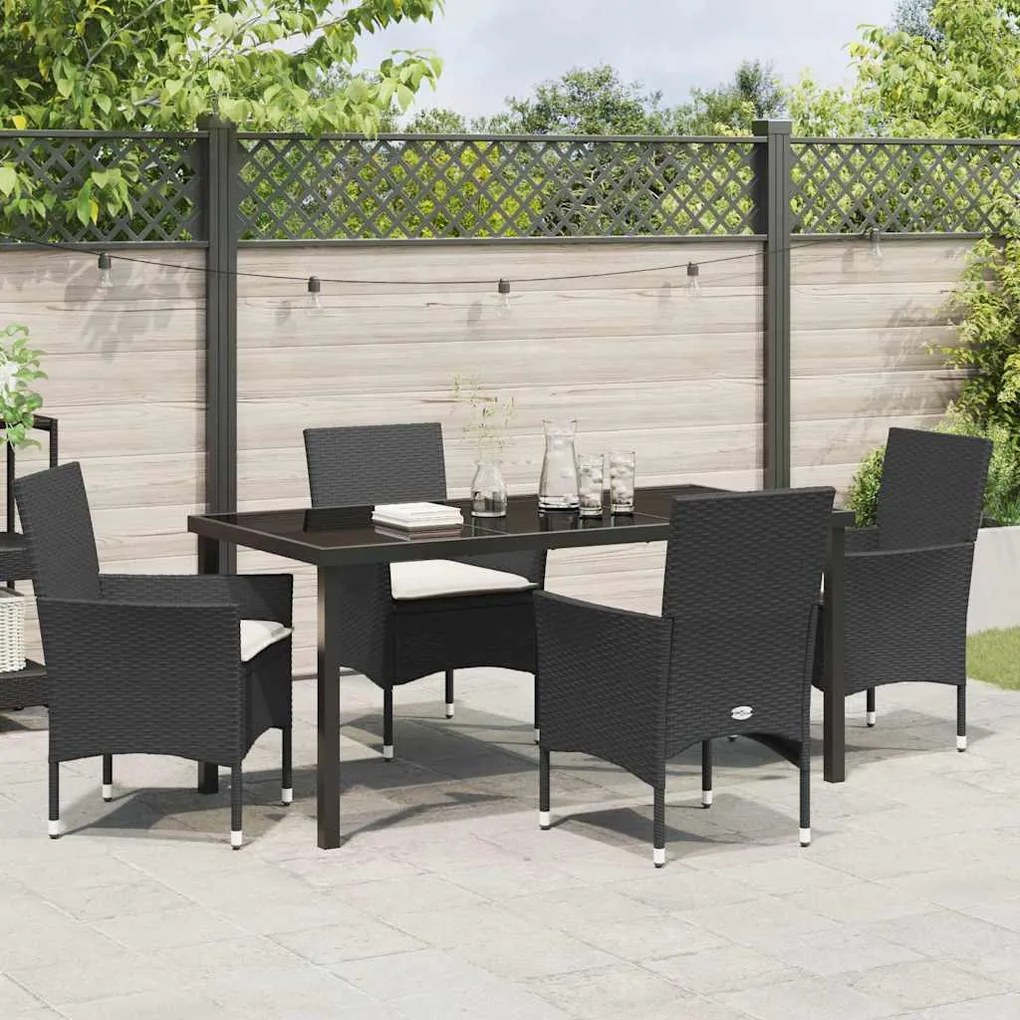 Conjunto de Jantar para Jardim com 5 Peças e Almofadas em Rattan Sinté