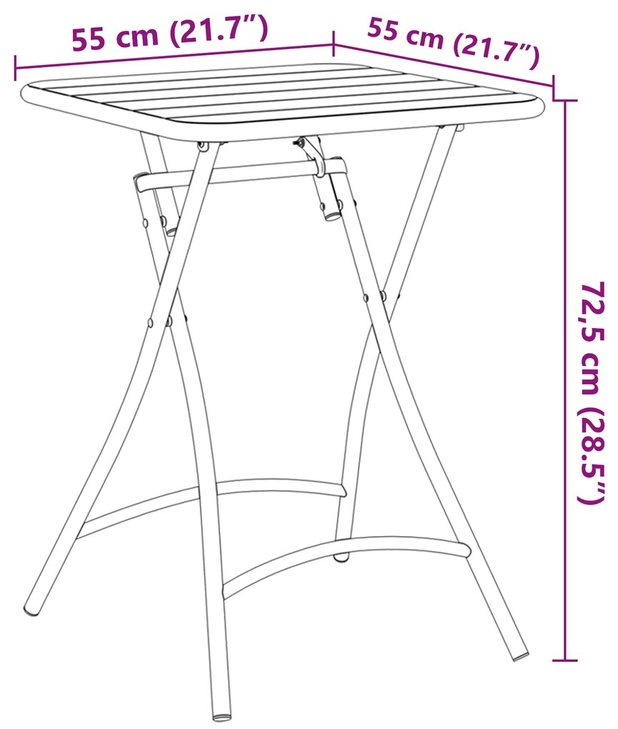 Mesa de Jardim Dobrável vidaXL Verde Claro 55x55x73 cm Aço