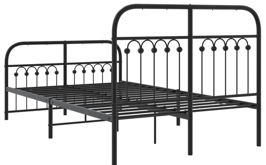 Estrutura de cama com cabeceira e pés 120x190 cm metal preto