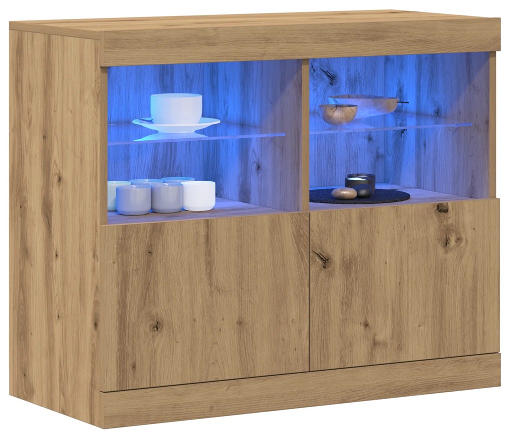 Buffet com Luzes LED Carvalho Artesanal 81x37x67 cm