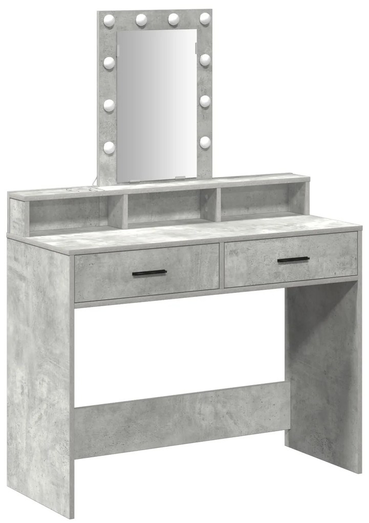 Mesa de Maquilhagem vidaXL com Luzes LED Cinza Claro 100x41x140 cm