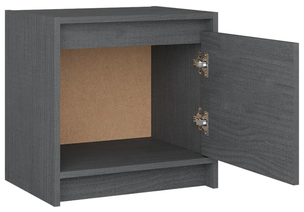 Mesa de cabeceira 40x30,5x40 cm madeira de pinho maciça cinza