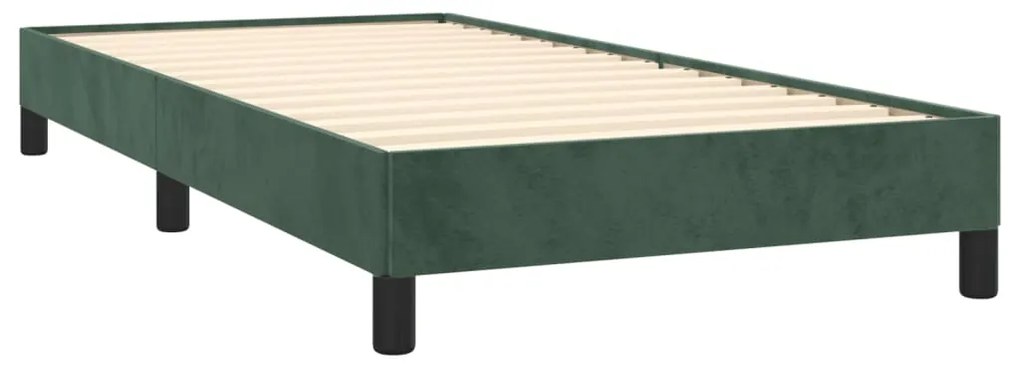 Estrutura de cama sem colchão 90x190 cm veludo verde-escuro