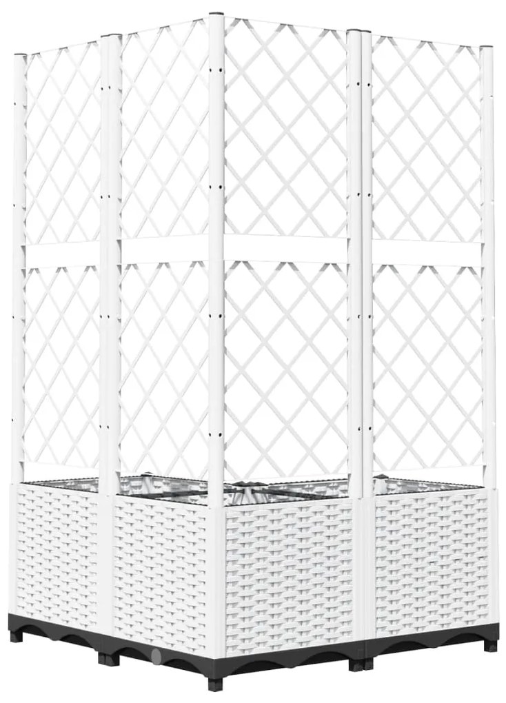 Vaso/floreira de jardim c/ treliça 80x80x136 cm PP branco