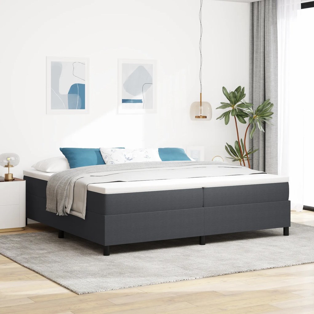 Cama Box Spring vidaXL Cinza Escuro 200x200 cm Tecido de Corduroy