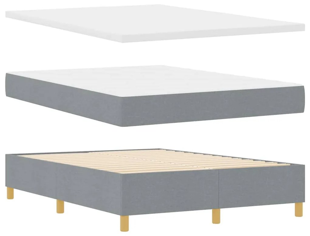 Cama com Estrutura Box Spring e Colchão &amp; Luz LED Cinzento Claro 140x2