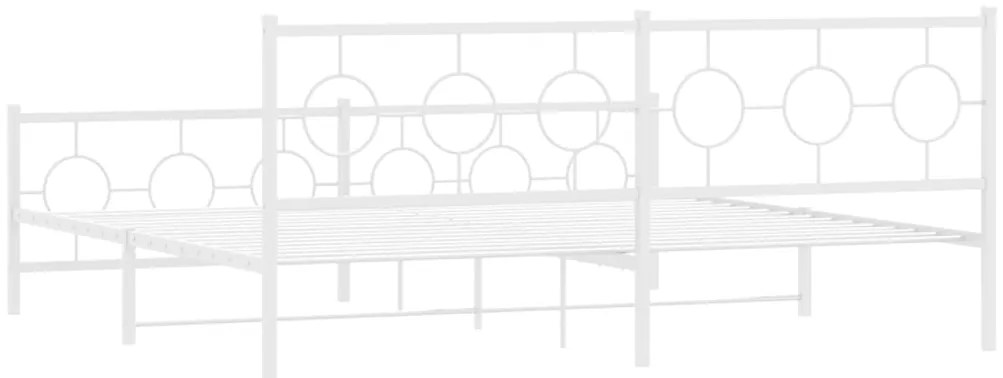 Estrutura de cama com cabeceira e pés 193x203 cm metal branco