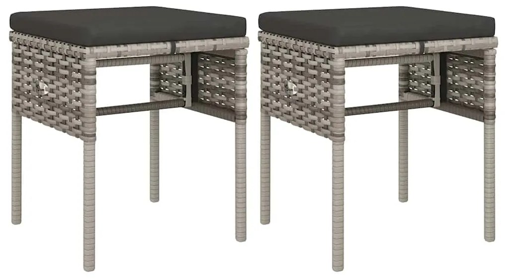 6 pcs conjunto lounge de jardim c/ almofadões vime PE cinzento