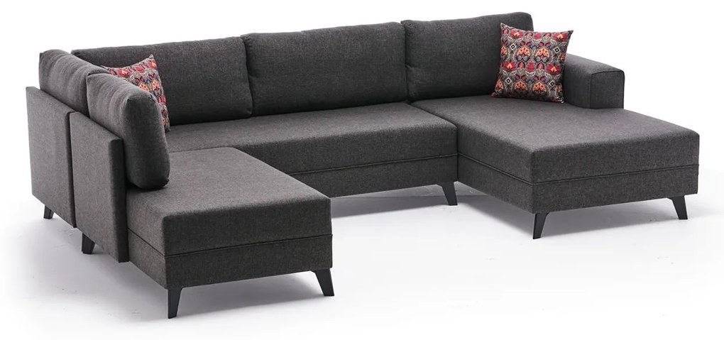 Sofá-Cama de Canto Efsun – Antracite – 300 x 78 x 202 cm