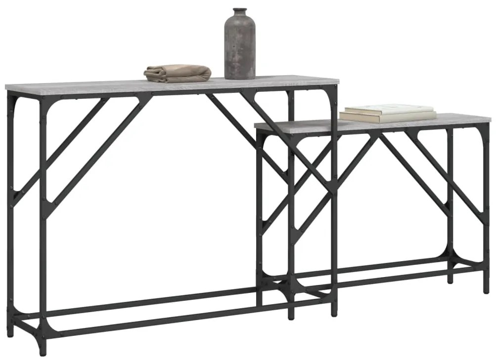 Mesas consola de encastrar 2 pcs deriv. madeira cinzento sonoma