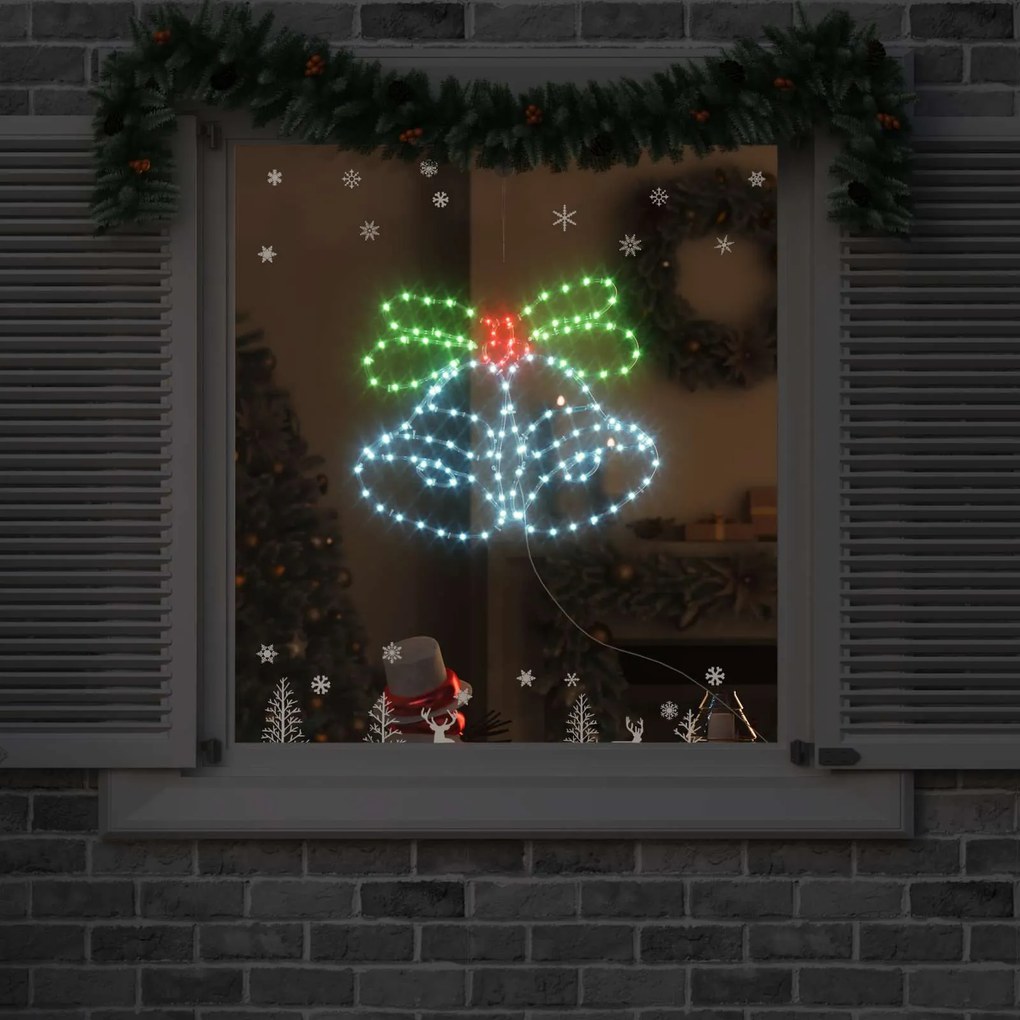 vidaXL Campainha de Natal com 144 LEDs Multicolor 57 x 47,5 cm PVC