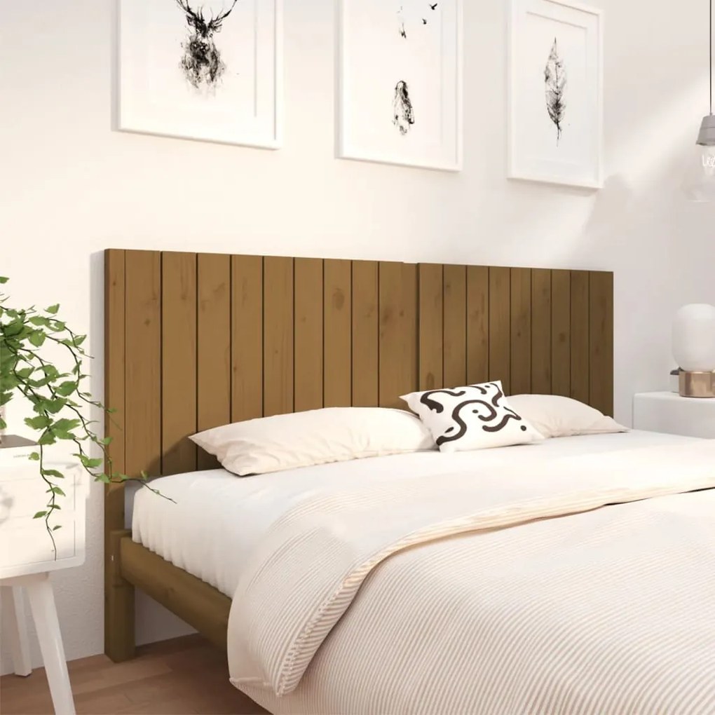 vidaXL Cabeceira de cama 185,5x4x100 cm pinho maciço castanho mel