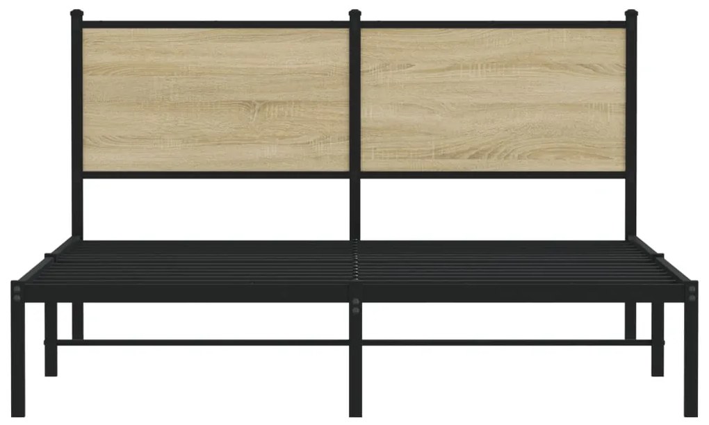 Estrutura de cama sem colchão 150x200cm metal carvalho sonoma