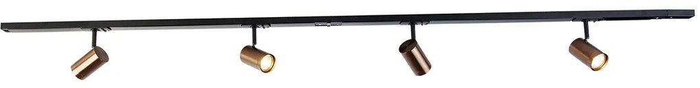 Sistema de trilhos moderno monofásico com 4 trilhos GU10 Wi-Fi bronze escuro - Jeana