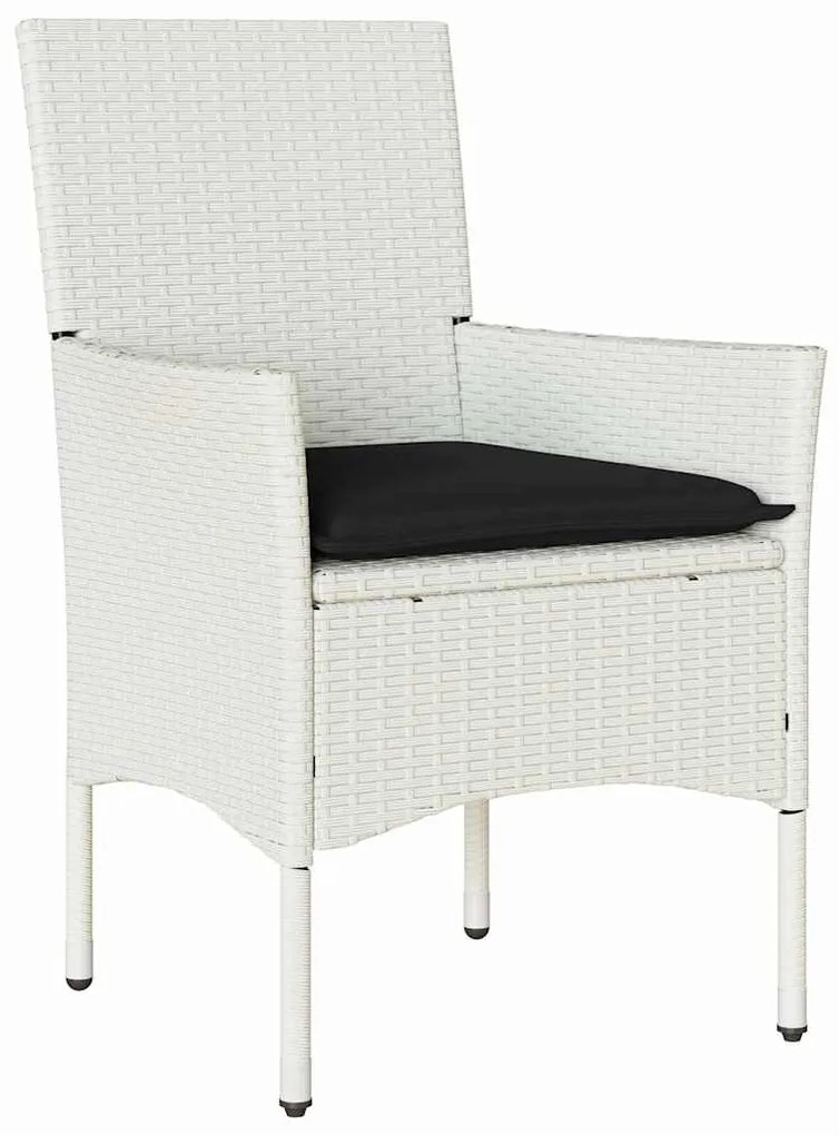 Conjunto de Jantar para Jardim de 5 Peças com Almofadas Branco em Ratt