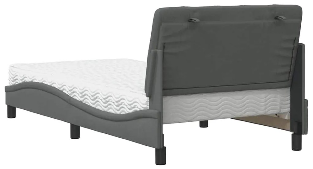 Cama com colchão 100x200 cm tecido cinzento-escuro