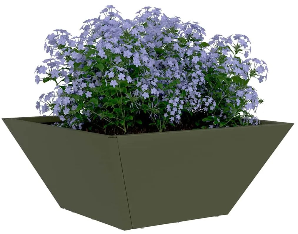 Cachepot de Jardim Verde-Azeitado 35x35x15 cm em Aço
