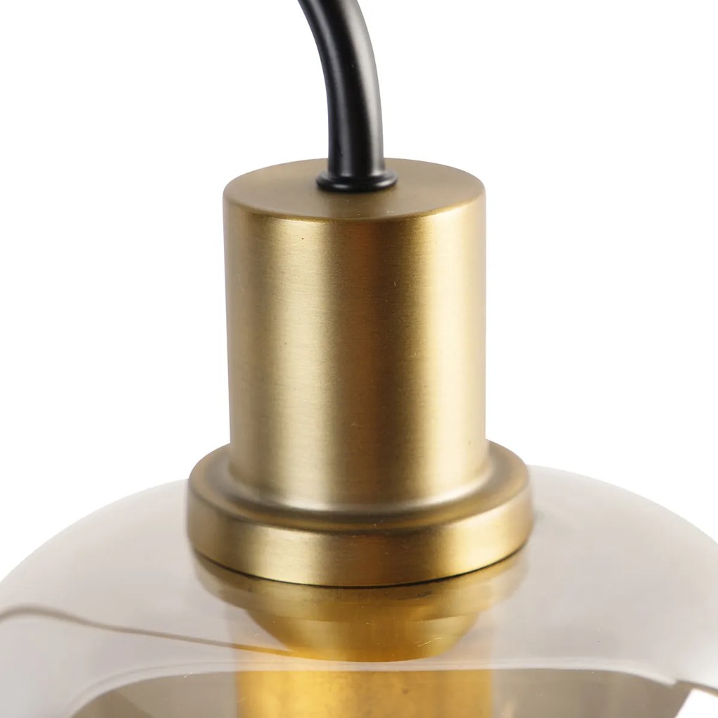 LED Candeeiro de mesa inteligente preto com dourado e vidro fumê incl. Wi-Fi A60 - Zuzanna Design
