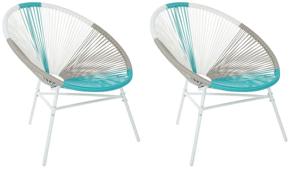 Conjunto de 2 cadeiras de jardim em rattan multicolor azul ACAPULCO Beliani