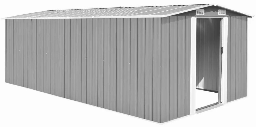 143349 vidaXL Abrigo de jardim 257x489x181 cm metal cinzento