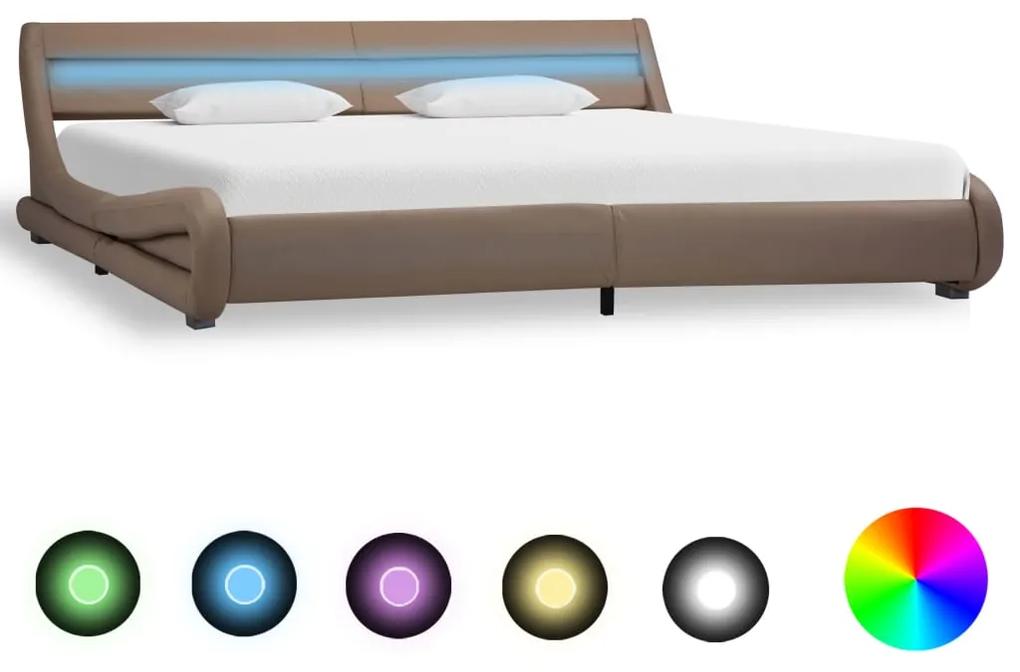 285749 vidaXL Estrutura de cama c/ LED 180x200 cm couro artificial cappuccino