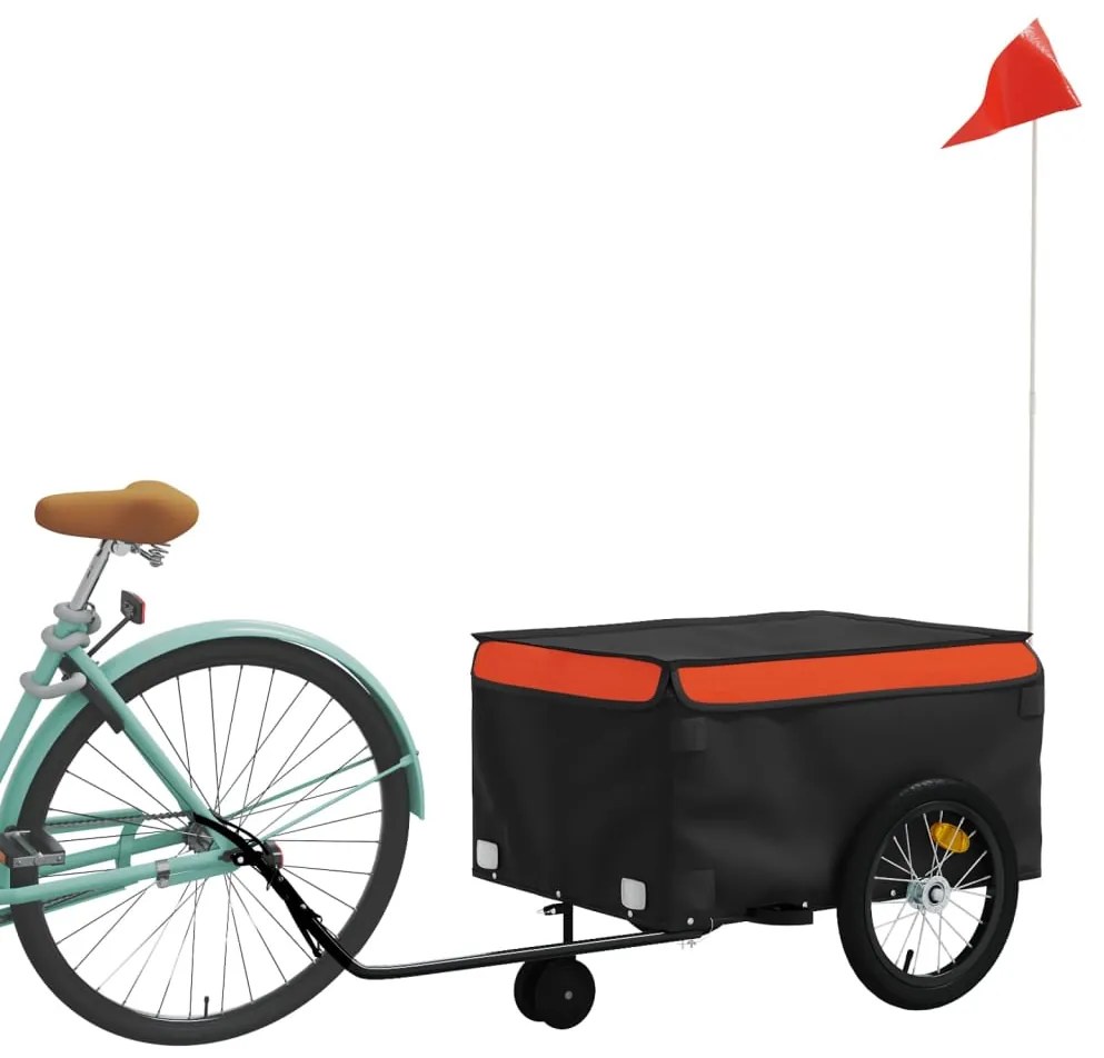 Reboque para bicicleta 45 kg ferro preto e laranja