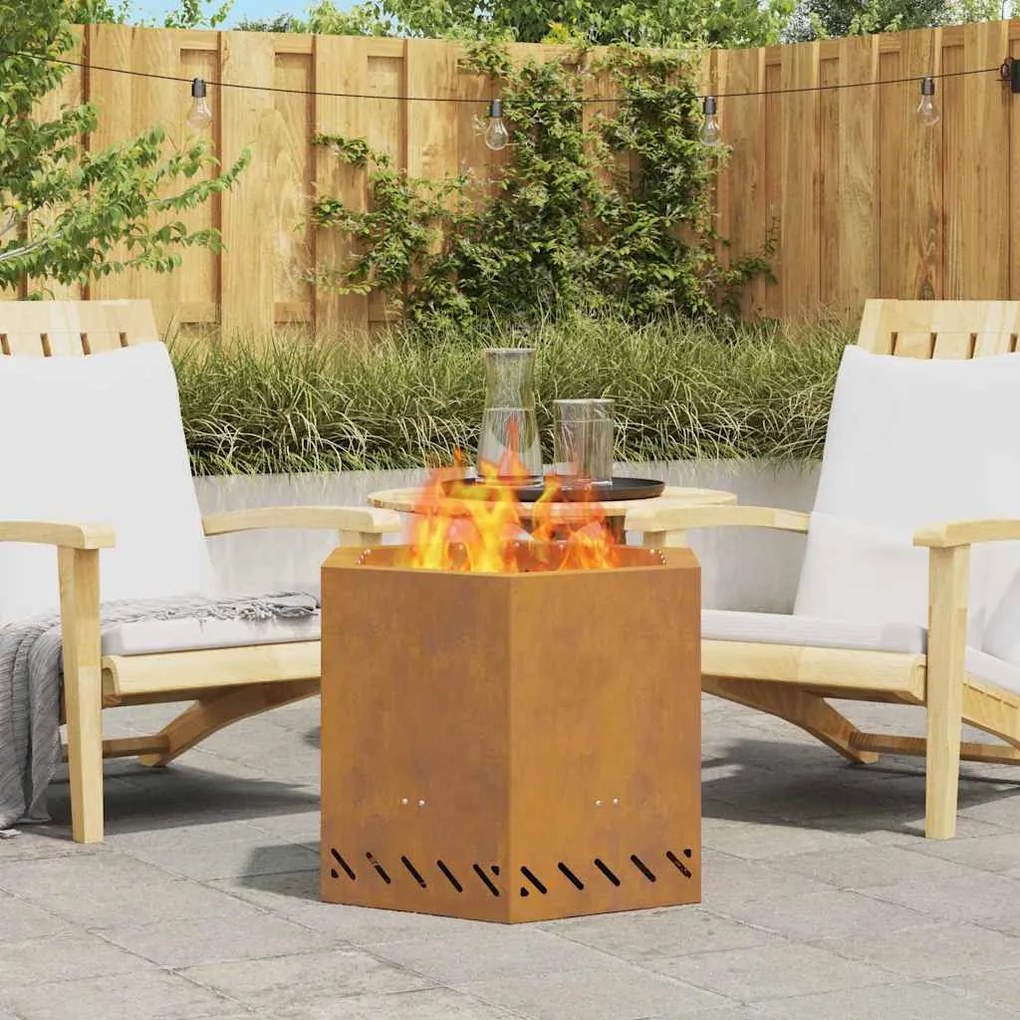 vidaXL Fogueira Sem Fumaça Castanho 58 x 58 x 51 cm Aço Corten