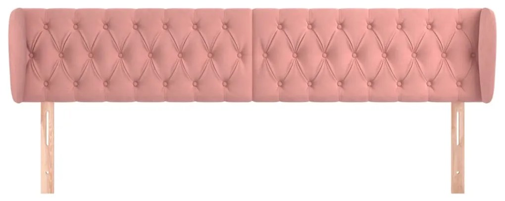 Cabeceira de cama c/ abas veludo 203x23x78/88 cm rosa