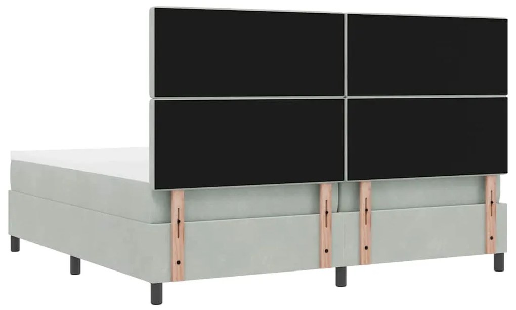 Cama Box com Colchão vidaXL Cinza Claro 200x200 cm Veludo