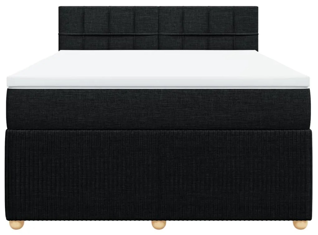 Cama com molas/colchão 140x190 cm tecido preto